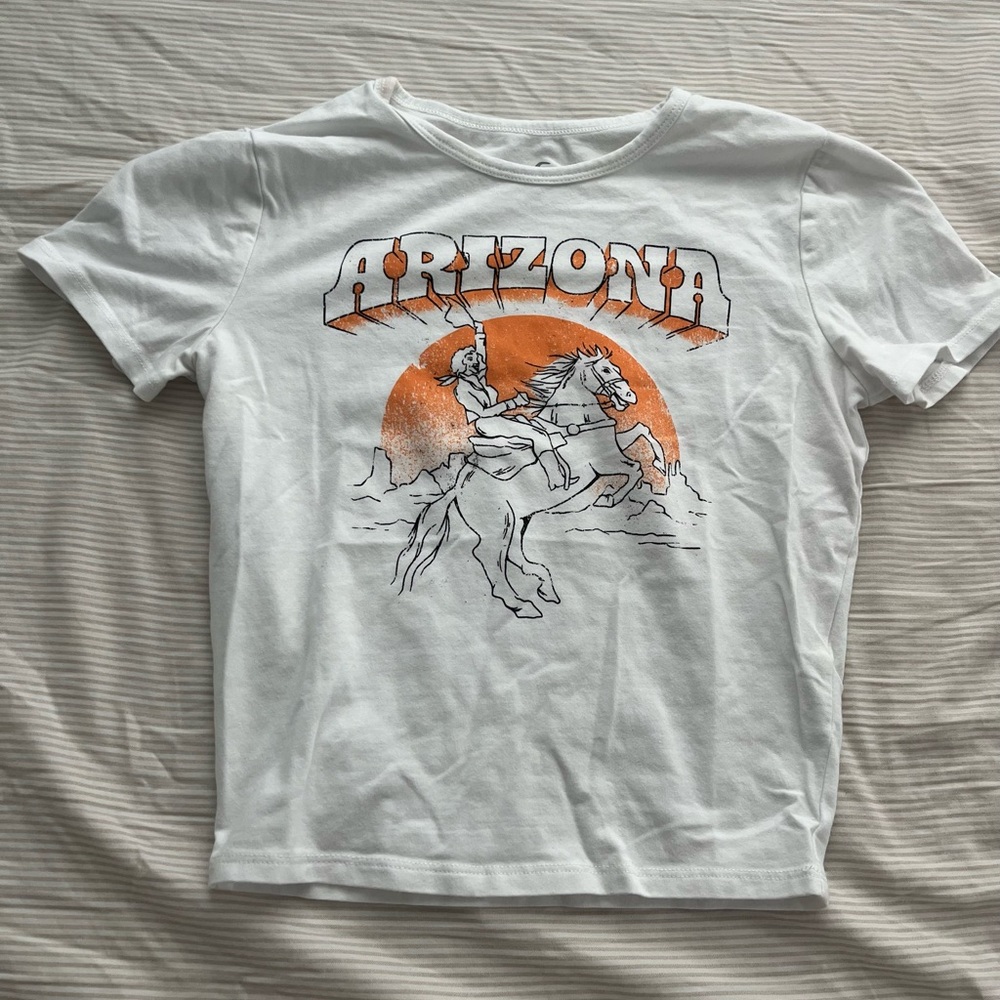 White and orange cropped shirt